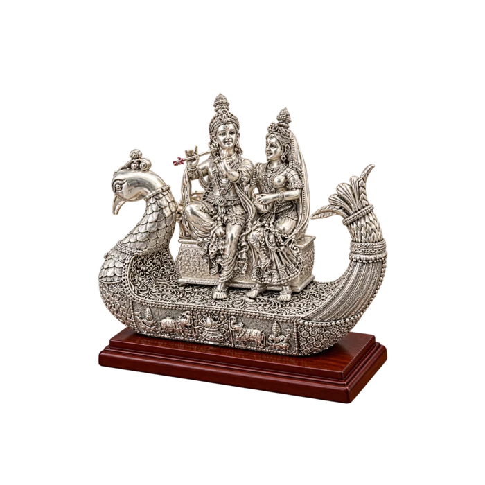 CRESTORA 999 Silver Plated Radha Krishna Idol Gift Article