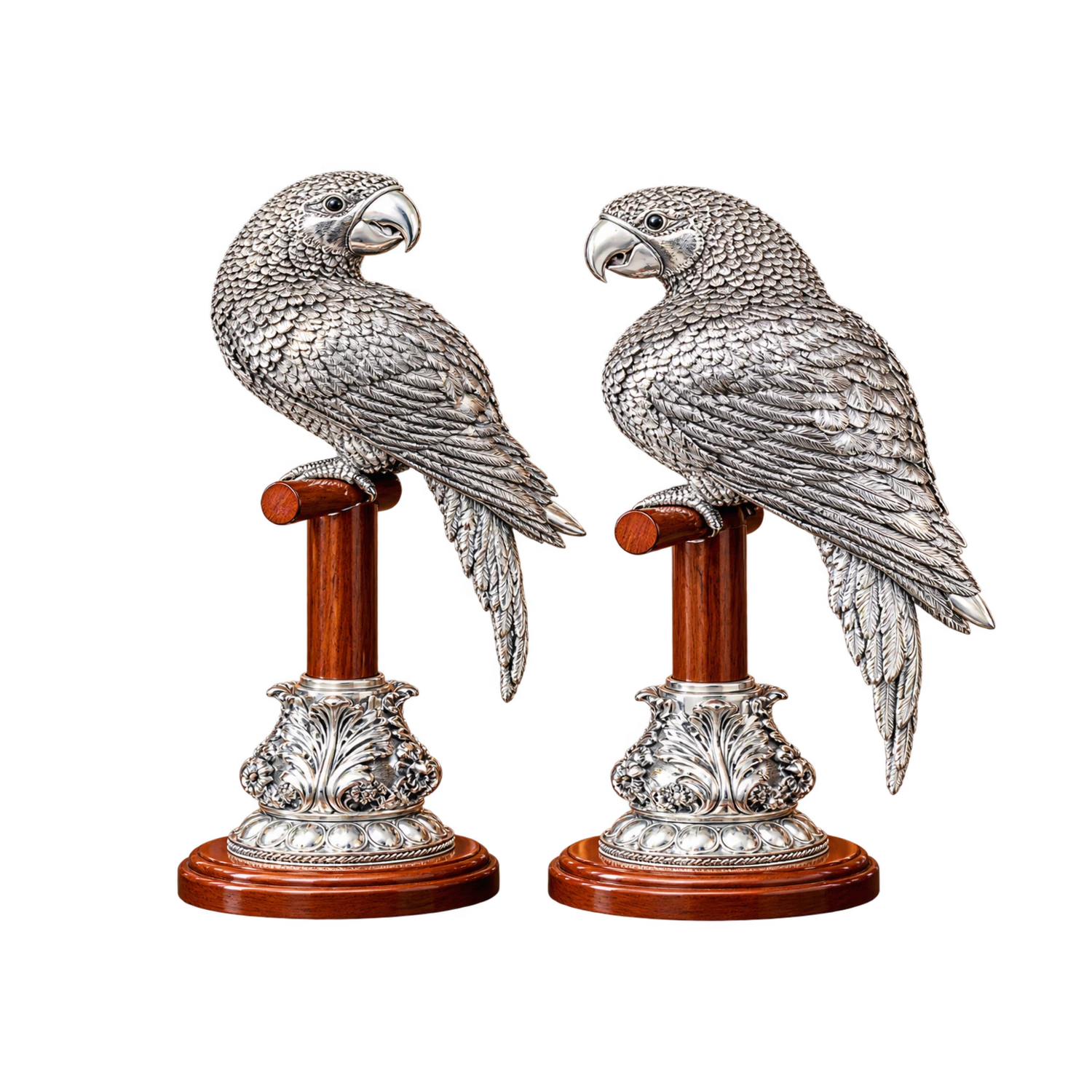 CRESTORA 999 Silver Plated Peacock Decorative Showpiece